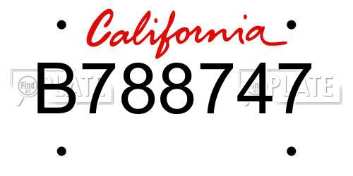 B788747 California License Plate