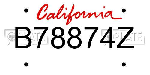 B78874Z California License Plate