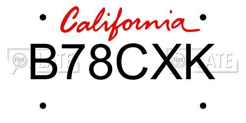 B78CXK California License Plate