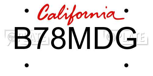 B78MDG California License Plate