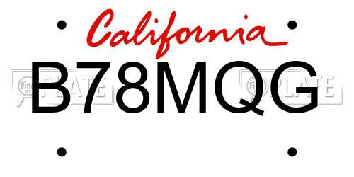 B78MQG California License Plate