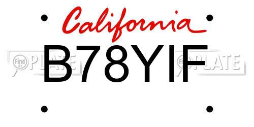 B78YIF California License Plate