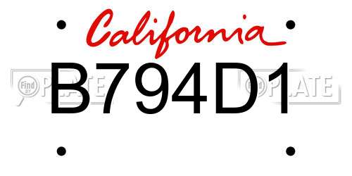 B794D1 California License Plate