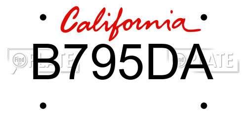 B795DA California License Plate