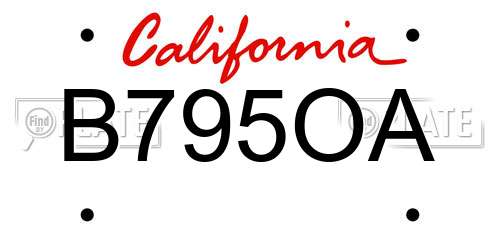 B795OA California License Plate