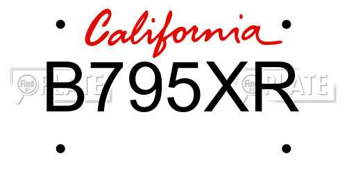 B795XR California License Plate