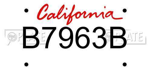 B7963B California License Plate