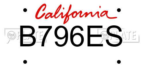 B796ES California License Plate