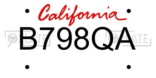 B798QA California License Plate
