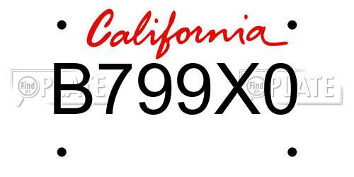 B799X0 California License Plate