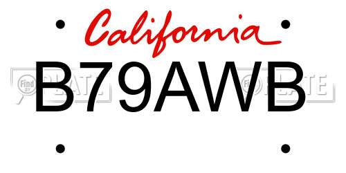 B79AWB California License Plate