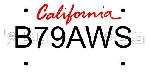 B79AWS California License Plate