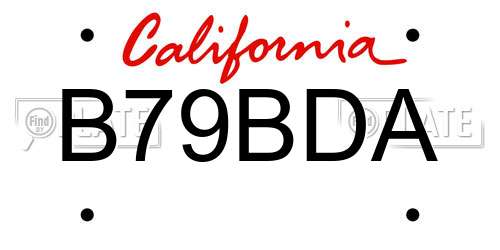 B79BDA California License Plate