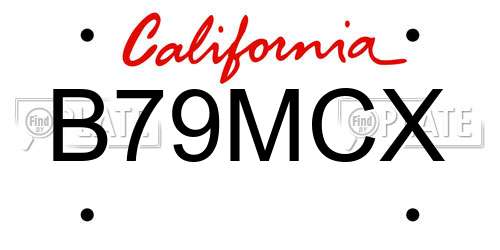 B79MCX California License Plate