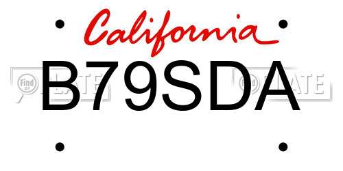 B79SDA California License Plate