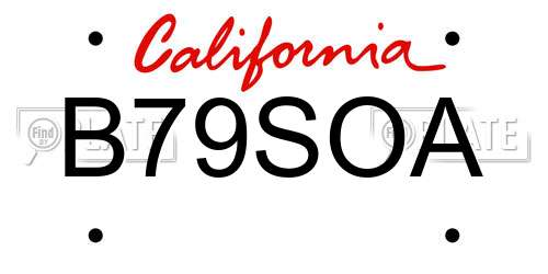 B79SOA California License Plate