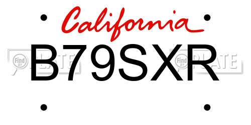 B79SXR California License Plate