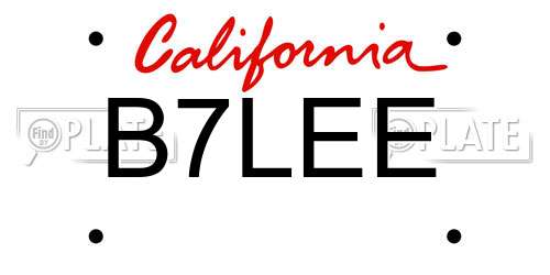 B7LEE California License Plate