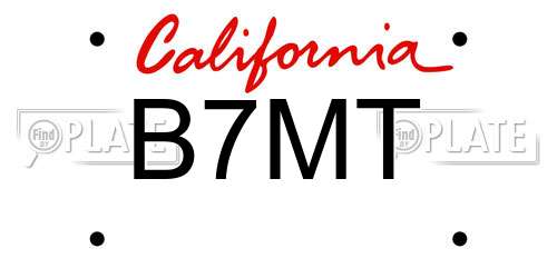 B7MT California License Plate
