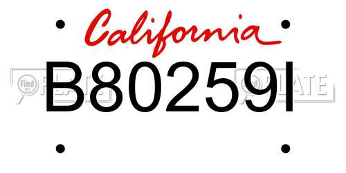 B80259I California License Plate