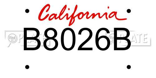 B8026B California License Plate