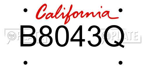 B8043Q California License Plate