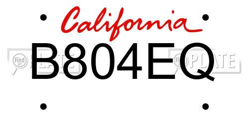 B804EQ California License Plate