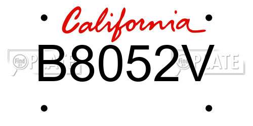 B8052V California License Plate