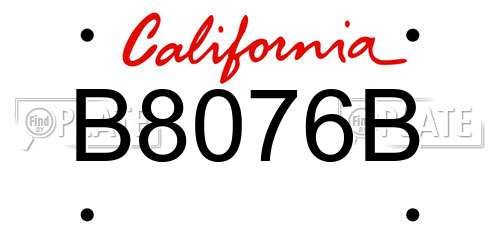 B8076B California License Plate