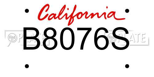 B8076S California License Plate