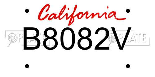 B8082V California License Plate
