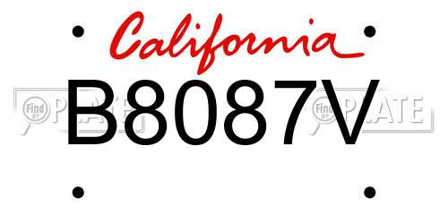 B8087V California License Plate