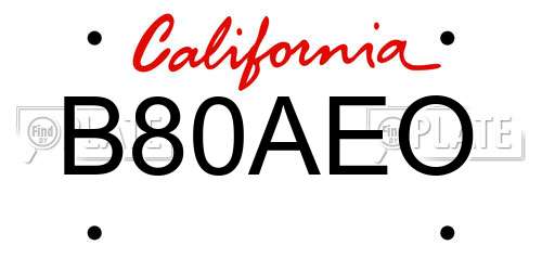B80AEO California License Plate