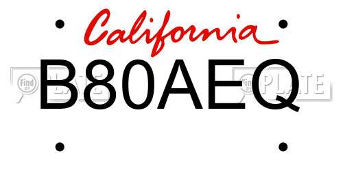 B80AEQ California License Plate