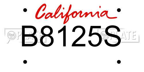 B8125S California License Plate