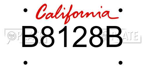 B8128B California License Plate