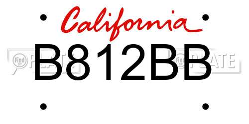 B812BB California License Plate