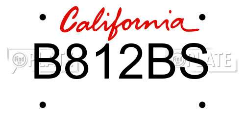 B812BS California License Plate