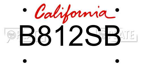 B812SB California License Plate
