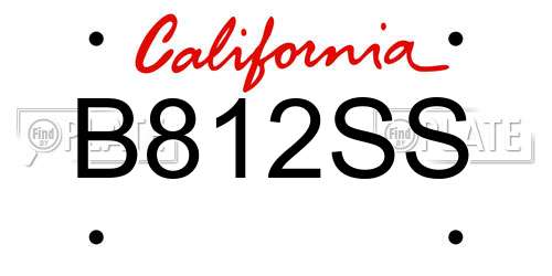B812SS California License Plate