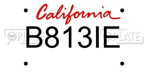 B813IE California License Plate