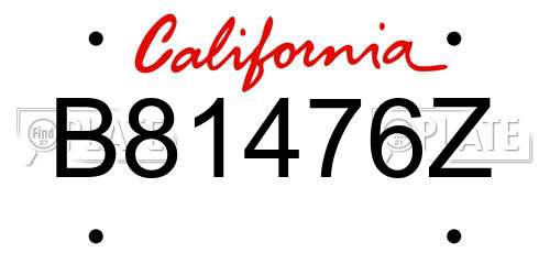 B81476Z California License Plate
