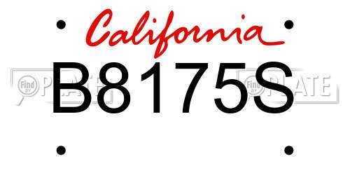 B8175S California License Plate