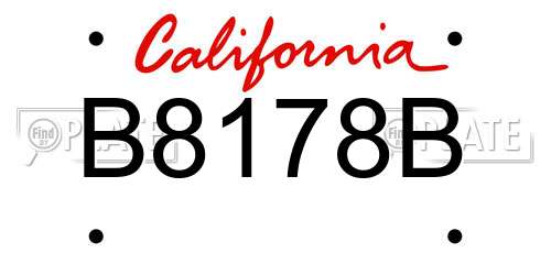 B8178B California License Plate