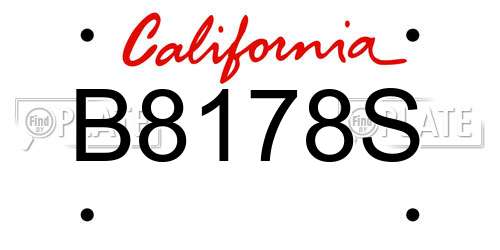 B8178S California License Plate