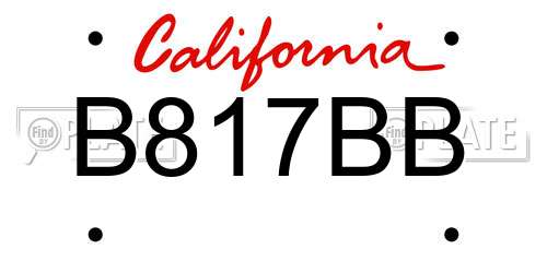 B817BB California License Plate