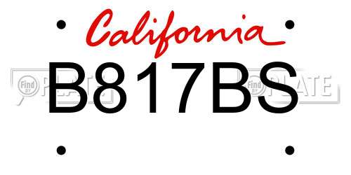 B817BS California License Plate