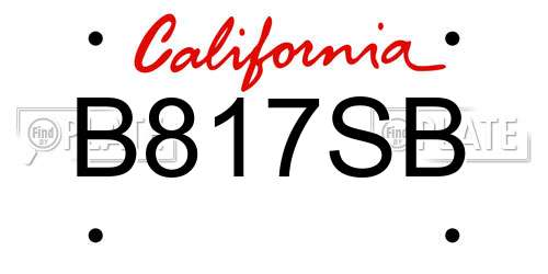 B817SB California License Plate