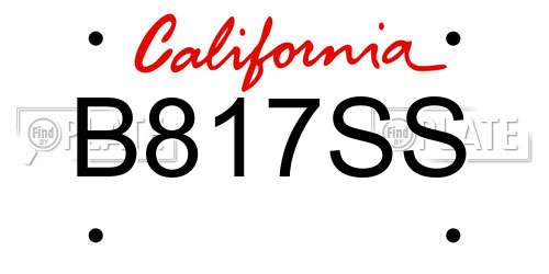 B817SS California License Plate