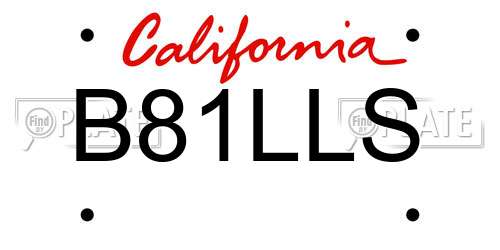 B81LLS California License Plate